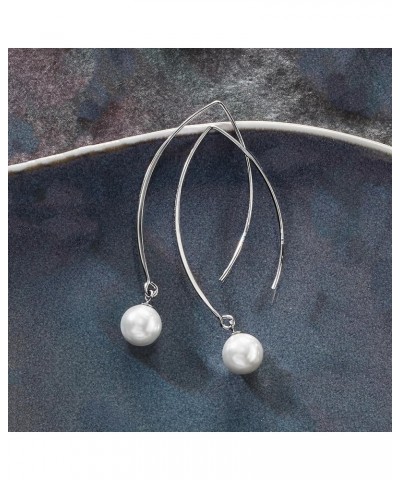 8-8.5mm Cultured Pearl Threader Drop Earrings Sterling Silver $34.56 Earrings