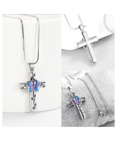 Urn Necklace for Ashes Rose Flower Cross Cremation Jewelry Pendant for Human/Pet Funeral Keepsake Memorial Necklace Rainbow $...