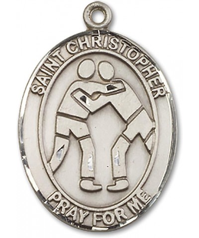 Sterling Silver Sport Medal St. Christopher | Wrestling $34.03 Necklaces