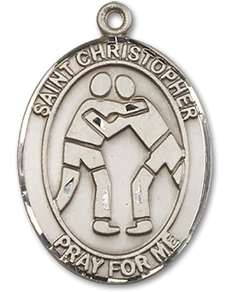 Sterling Silver Sport Medal St. Christopher | Wrestling $34.03 Necklaces