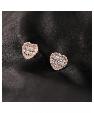 Heart Earrings For Women Trendy Stud Earrings For Girls, Gold Plated Hypoallergenic Cubic Zirconia Earrings Studs, Iced Earri...