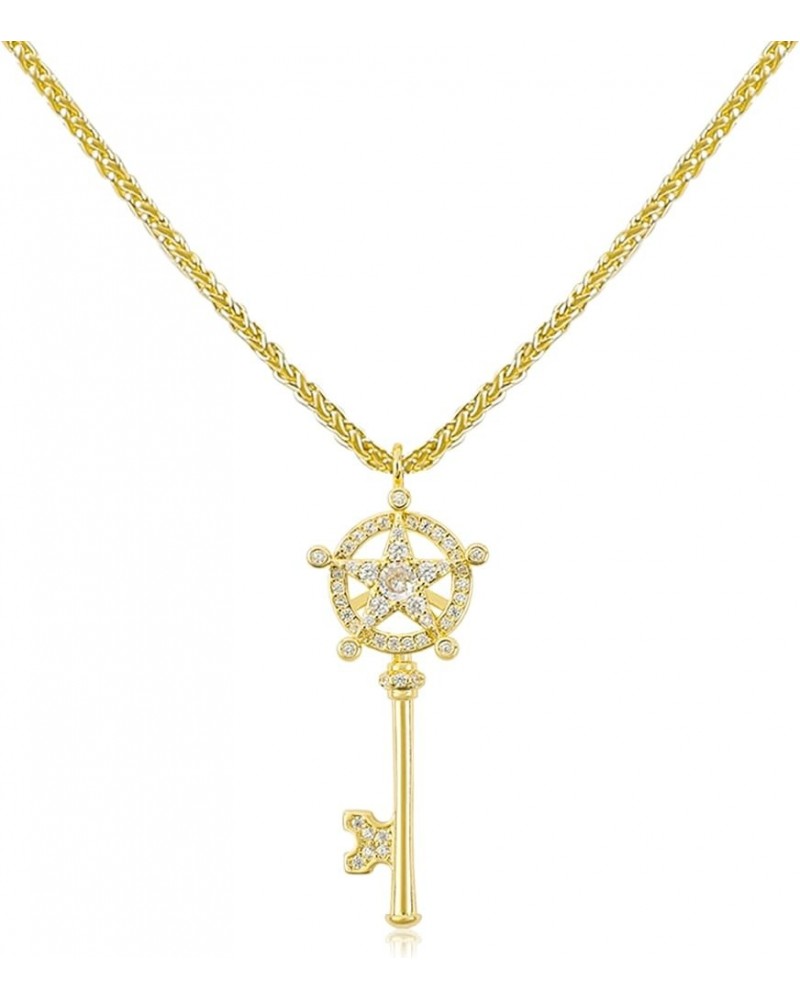 Gold Pendant Necklace, Flower Rudder Compass Necklace for Women Girls, Four Leaf Clover Saturn Moon Star Gold Plated Chain Da...