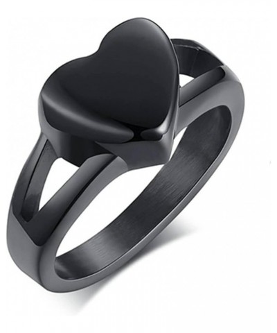 Womens Ring For Ashes, Heart Shape Urn Ring for Ashes Cremation Memorial Jewelry Stainless Steel Rings For Women Black-Custom...