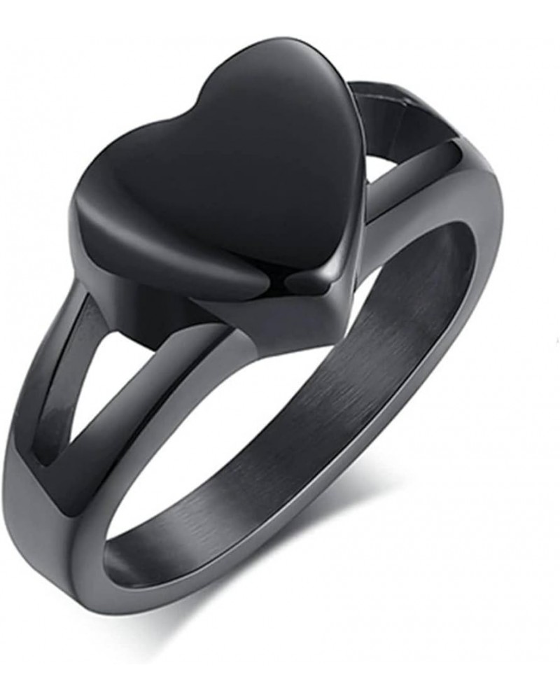 Womens Ring For Ashes, Heart Shape Urn Ring for Ashes Cremation Memorial Jewelry Stainless Steel Rings For Women Black-Custom...