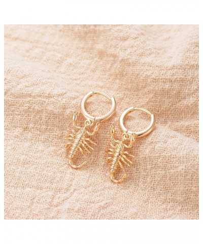 Dainty Gold Dangle Earrings 14K Gold Plated Simple Cute Ankh Cross Hoop Huggie Earring Jewelry for Women Scorpion $10.58 Earr...