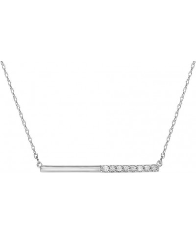 Diamond Bar Necklace for Women in 10k White or Yellow Gold 1/10ct (I-J, I3), 17 inch White Gold $96.55 Necklaces