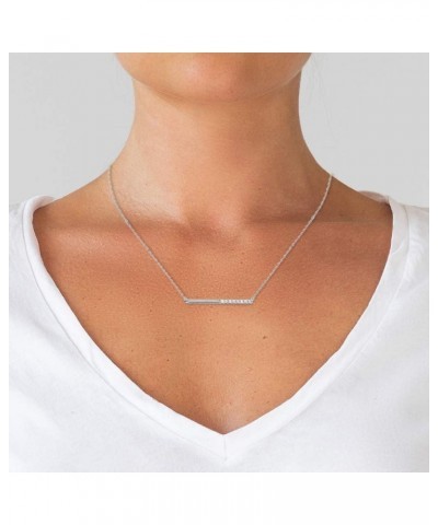 Diamond Bar Necklace for Women in 10k White or Yellow Gold 1/10ct (I-J, I3), 17 inch White Gold $96.55 Necklaces