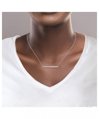 Diamond Bar Necklace for Women in 10k White or Yellow Gold 1/10ct (I-J, I3), 17 inch White Gold $96.55 Necklaces