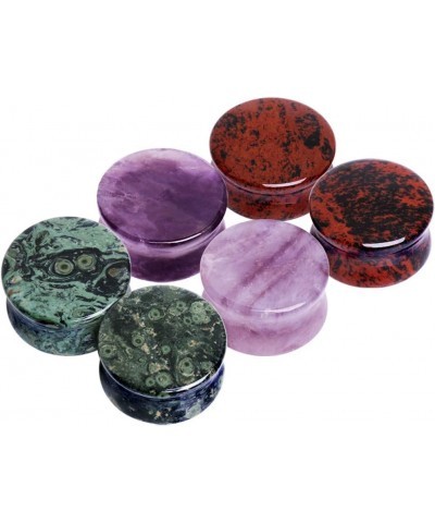 Set of 3 Pairs of Natural Amethyst, Green Jasper, Obsidian Stone Plugs //Choose Size// 7/8 Inch - 22mm $22.41 Body Jewelry