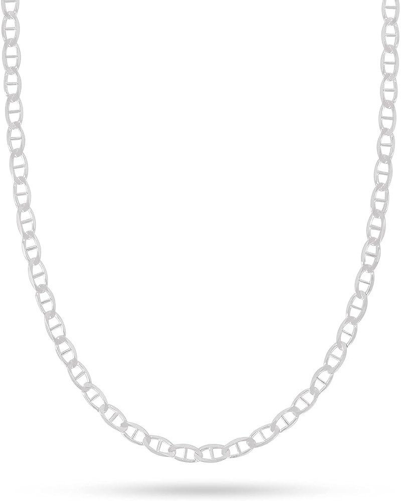 925 Sterling Silver 2mm, 3mm, 3.5mm, 5.5mm Flat Mariner/Marina Link Chain Necklace 30.0 Inches 3.5MM $16.00 Necklaces