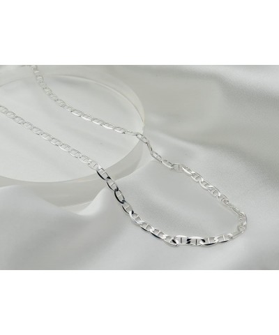 925 Sterling Silver 2mm, 3mm, 3.5mm, 5.5mm Flat Mariner/Marina Link Chain Necklace 30.0 Inches 3.5MM $16.00 Necklaces