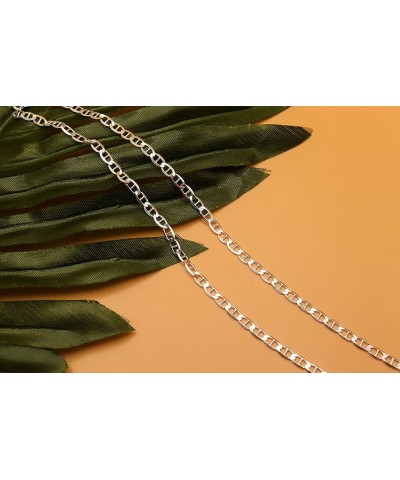 925 Sterling Silver 2mm, 3mm, 3.5mm, 5.5mm Flat Mariner/Marina Link Chain Necklace 30.0 Inches 3.5MM $16.00 Necklaces