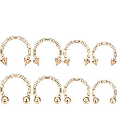 8PCS Body Piercing Jewelry Lot 16G Titanium Nose Septum Lip Cartilage Tragus Eyebrow Industrial Barbell Horseshose Piercing K...