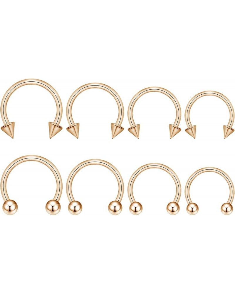 8PCS Body Piercing Jewelry Lot 16G Titanium Nose Septum Lip Cartilage Tragus Eyebrow Industrial Barbell Horseshose Piercing K...