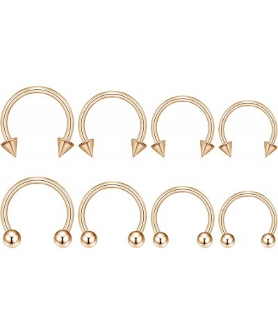 8PCS Body Piercing Jewelry Lot 16G Titanium Nose Septum Lip Cartilage Tragus Eyebrow Industrial Barbell Horseshose Piercing K...