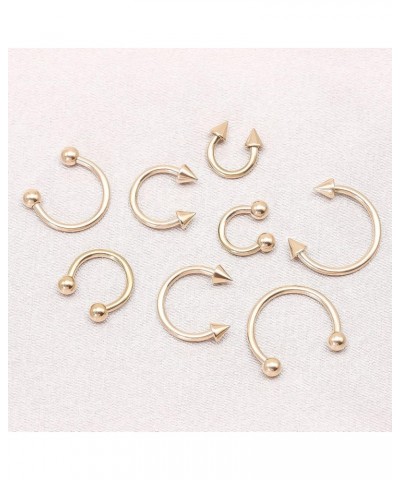 8PCS Body Piercing Jewelry Lot 16G Titanium Nose Septum Lip Cartilage Tragus Eyebrow Industrial Barbell Horseshose Piercing K...