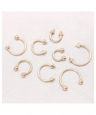 8PCS Body Piercing Jewelry Lot 16G Titanium Nose Septum Lip Cartilage Tragus Eyebrow Industrial Barbell Horseshose Piercing K...