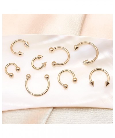 8PCS Body Piercing Jewelry Lot 16G Titanium Nose Septum Lip Cartilage Tragus Eyebrow Industrial Barbell Horseshose Piercing K...