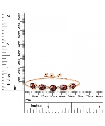 18K Rose Gold Plated Silver Oval Checkerboard Red Garnet and White G-H Lab Grown Diamond Tennis Bracelet For Women (7.93 Cttw...