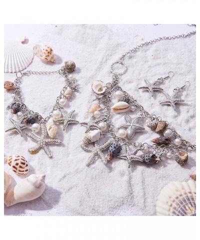 Starfish Shell Anklet Bracelets Conch Starfish Faux Pearl Anklet Bracelet Charm Women Bohemian Adjustable Shell Bracelet Merm...