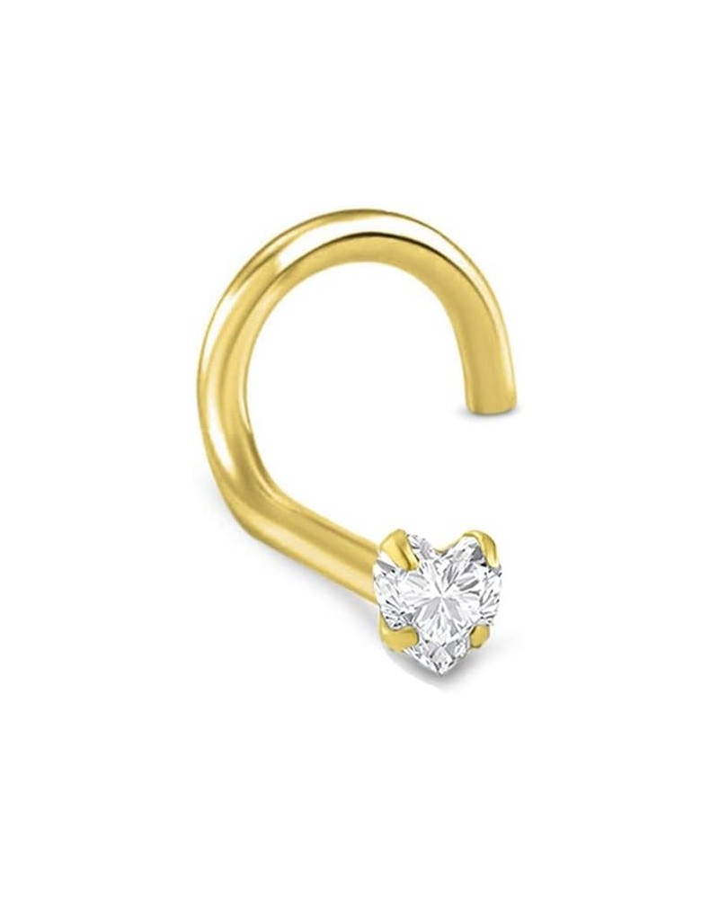 14k White or Yellow Gold 3mm Heart CZ 22G 20G 18G Yellow Gold Left Screw-22G $13.94 Body Jewelry