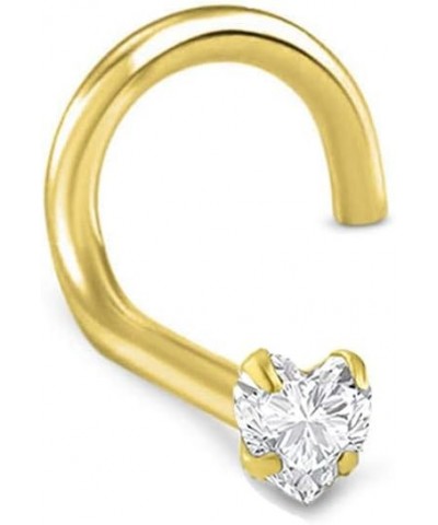 14k White or Yellow Gold 3mm Heart CZ 22G 20G 18G Yellow Gold Left Screw-22G $13.94 Body Jewelry