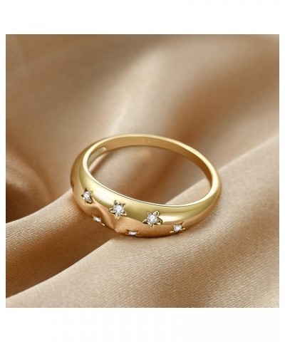 7 Stars Signet Chunky Dome Ring 14K Gold Plated Stacking Band Ring For Woman Minimalist Statement Ring Size 5-11 18K Gold Pla...