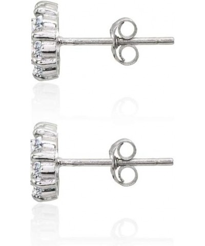 Sterling Silver Cubic Zirconia Princess & Round 8mm Small Cluster Stud Earrings Sterling Silver $9.45 Earrings