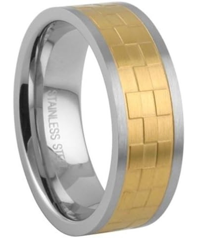 Stainless Steel Ring Dress Textured Gold Bricks B $9.11 Rings