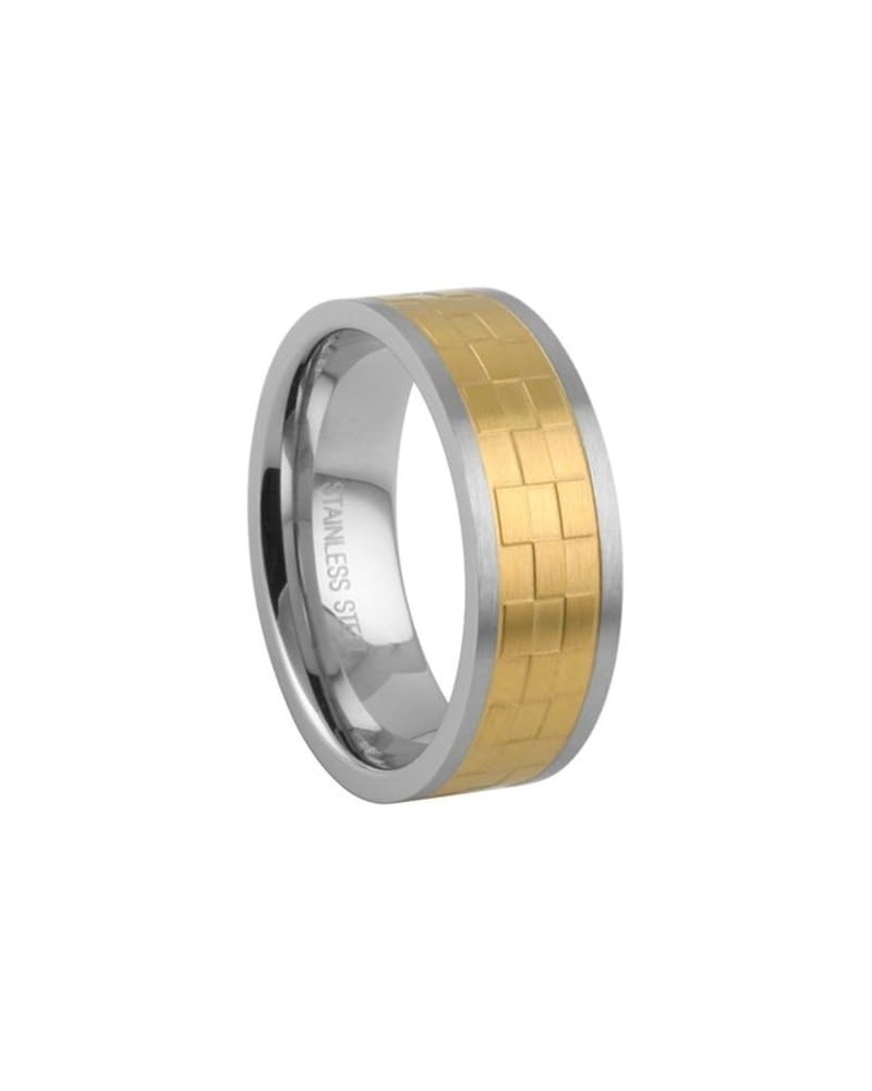 Stainless Steel Ring Dress Textured Gold Bricks B $9.11 Rings