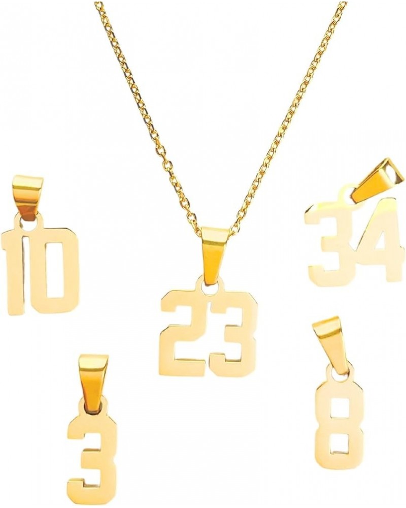 Mini Number Pendant Necklace Gold - Jersey Number Pendant Charm with Chain 61 $16.80 Necklaces