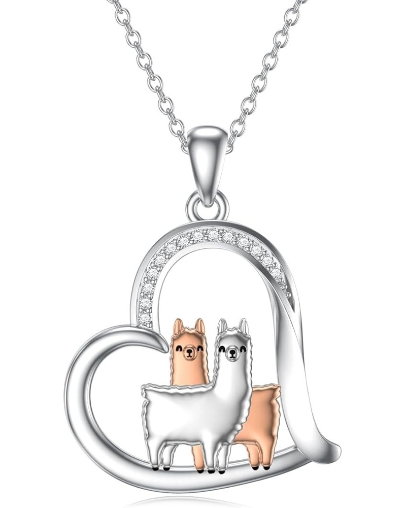 Llama Necklace Sterling Silver Alpaca Necklace Alpaca Jewelry Alpaca Gifts Cute Llama Gifts For Women Girls two alpacas $19.7...