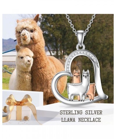 Llama Necklace Sterling Silver Alpaca Necklace Alpaca Jewelry Alpaca Gifts Cute Llama Gifts For Women Girls two alpacas $19.7...