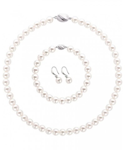 Round Imitation Pearl Necklace Wedding Pearl Necklace for Brides Set-8mm-2 $7.27 Necklaces