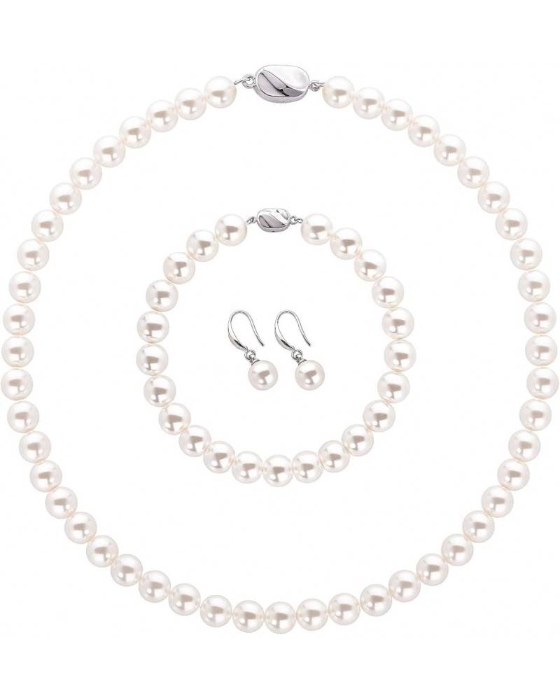 Round Imitation Pearl Necklace Wedding Pearl Necklace for Brides Set-8mm-2 $7.27 Necklaces