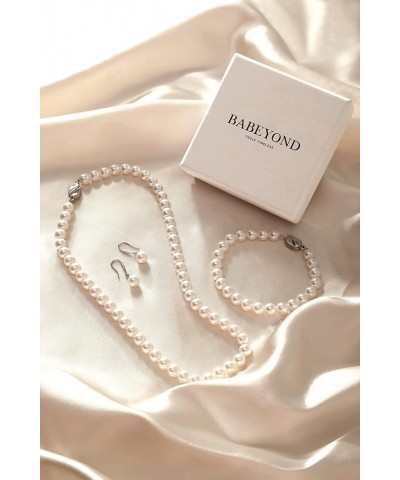 Round Imitation Pearl Necklace Wedding Pearl Necklace for Brides Set-8mm-2 $7.27 Necklaces