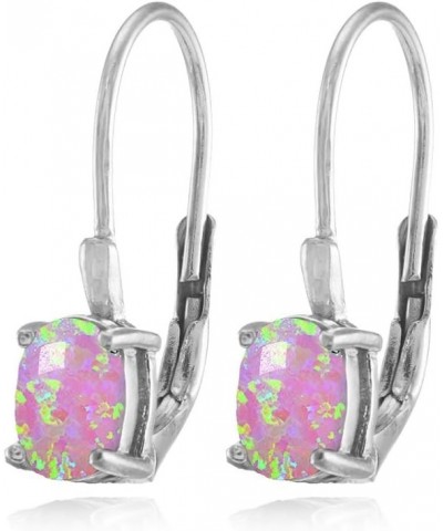 Sterling Silver Synthetic Opal 6x4mm Oval Leverback Earrings Synthetic Pink Opal $12.50 Earrings