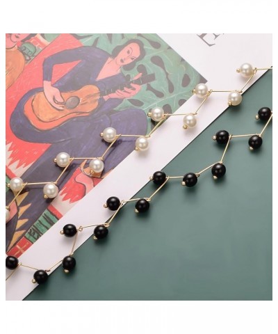 Gold Pearl Choker Necklace for Women Small Pearl Bead Chain Necklace Wedding Jewelry Gifts Gold-Black pearl $9.66 Necklaces