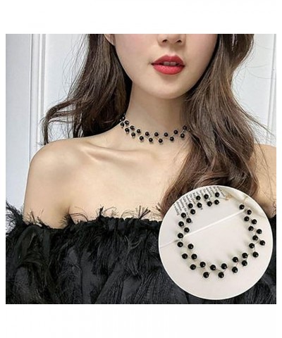 Gold Pearl Choker Necklace for Women Small Pearl Bead Chain Necklace Wedding Jewelry Gifts Gold-Black pearl $9.66 Necklaces