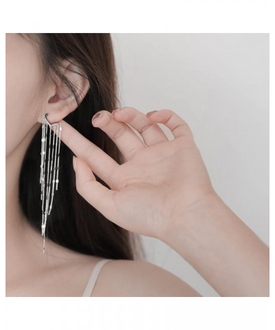 Sterling Silver Women's Tassel Earrings Long Gold Tassel Earrings 925 Silver Chandelier Earrings Threading Long Gold Dangle E...