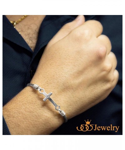 Stainless Steel Metal Religious Cross Clasp Bangle Bracelet Silver 60.0 Millimeters $11.19 Bracelets