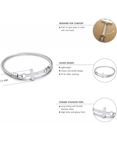 Stainless Steel Metal Religious Cross Clasp Bangle Bracelet Silver 60.0 Millimeters $11.19 Bracelets