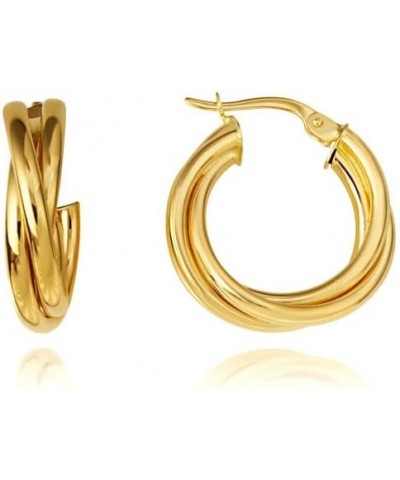 Triple Hoop Latch Back Earrings Real Solid 14K Yellow Gold $117.25 Earrings