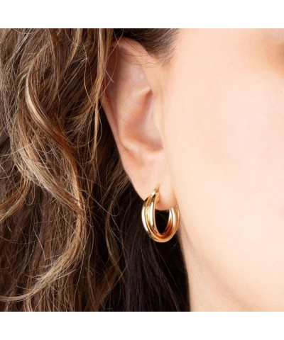 Triple Hoop Latch Back Earrings Real Solid 14K Yellow Gold $117.25 Earrings