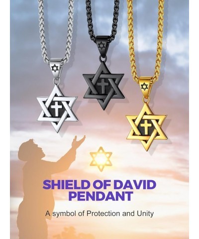 Star of David Necklaces for Women Mens Stainless Steel/18K Gold Plated Hexagram Pendant Jewish Israel Jewelry 00-Gold Inner C...