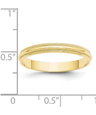 Solid 10k Yellow Gold 3mm Lightweight Milgrain Half Round Wedding Band Size 7.5 - Ring Size 7.5 $42.48 Rings