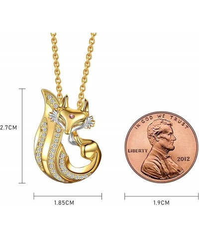 Cute fox pendant necklace for girls and ladies 18K gold-plated dynamic pendant inlaid with shiny 5A zircon Auspicious jewelry...