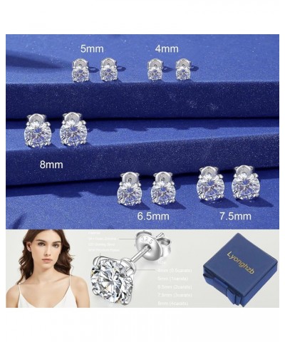 925 Sterling Silver Round Brilliant Cut & Princess Cut Cubic Zirconia Stud Earrings for Women Men Hypoallergenic Silver Post ...