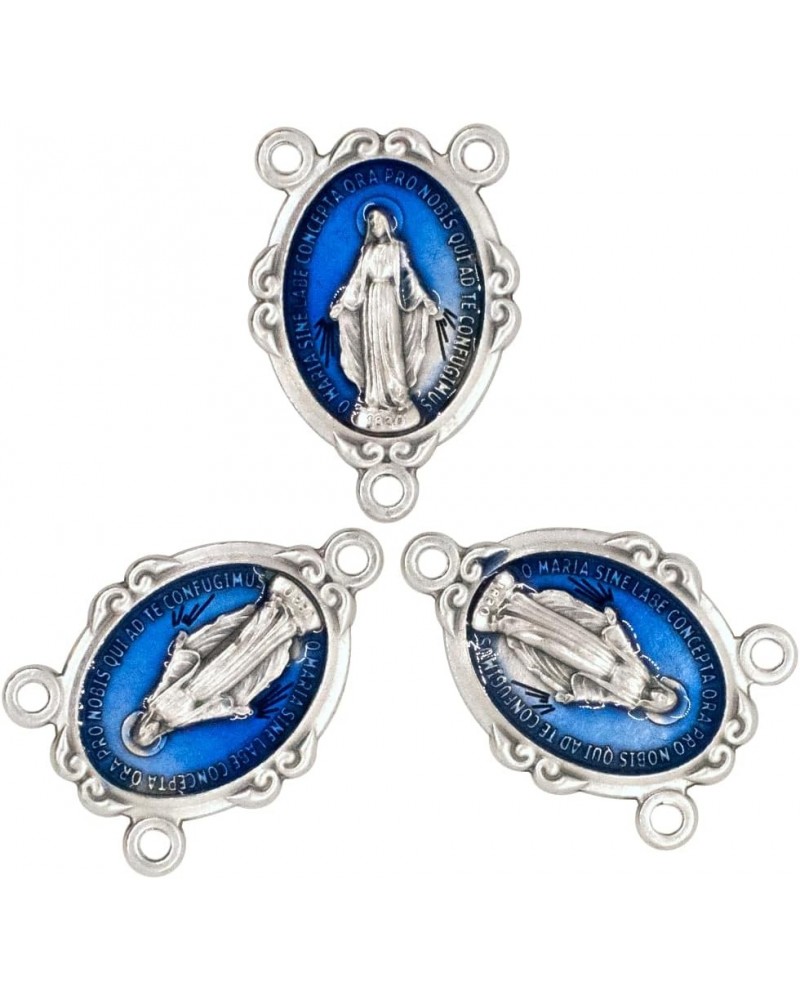 Miraculous Medal Rosary Center Beads | Blue or Silver-tone | Great for DIY Rosaries, Jewelry, and Chaplets | Catholic Religio...