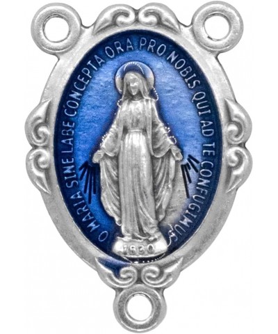 Miraculous Medal Rosary Center Beads | Blue or Silver-tone | Great for DIY Rosaries, Jewelry, and Chaplets | Catholic Religio...